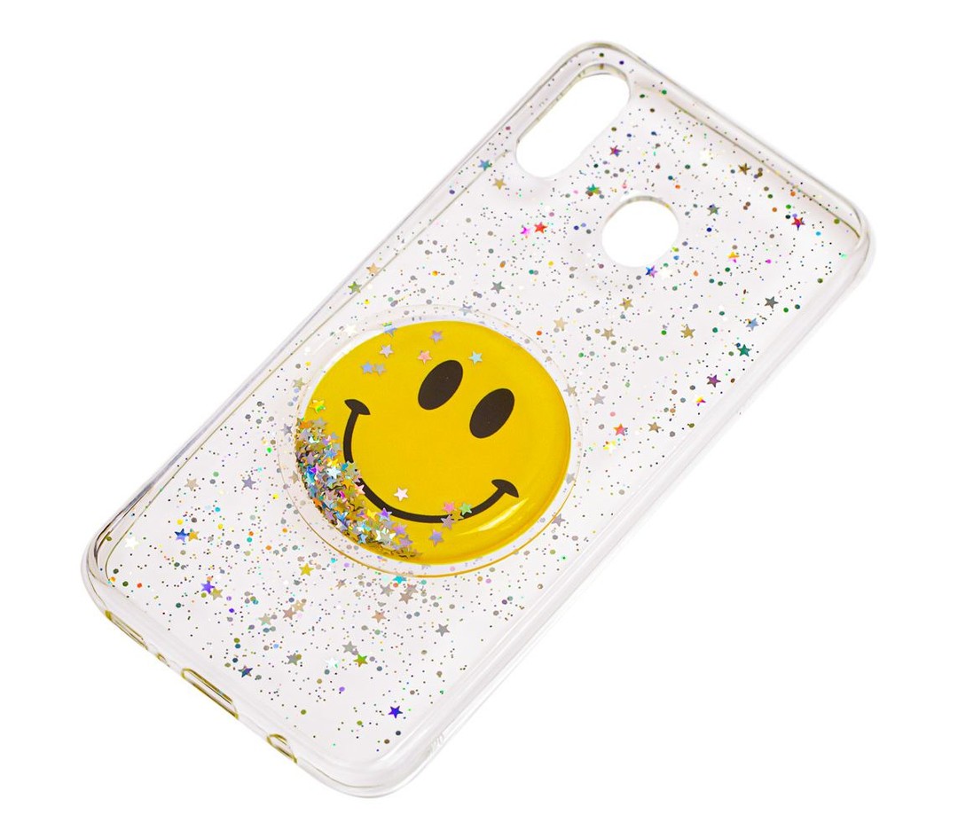Накладка TOY для Samsung M20 з рідкими блискітками "Smile"-1