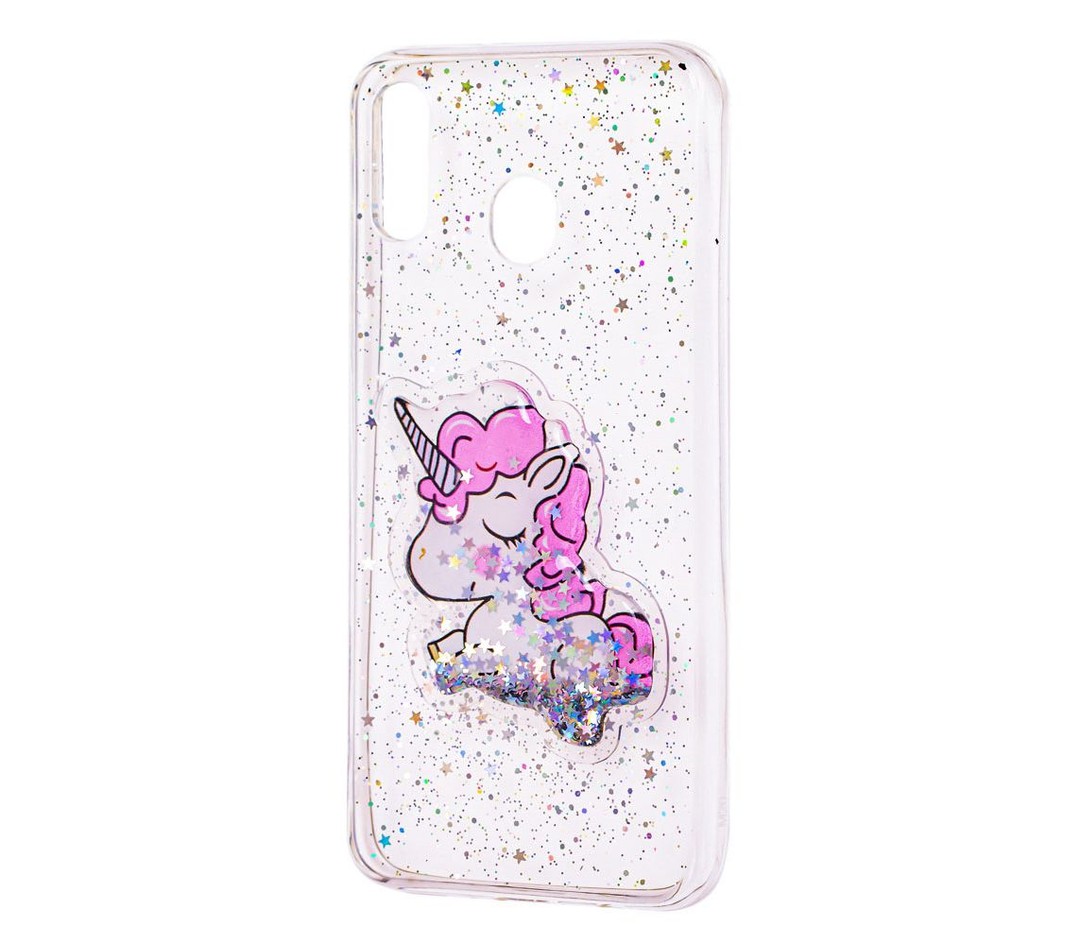 Накладка TOY для Samsung M20 з рідкими блискітками "Єдиноріг"-0