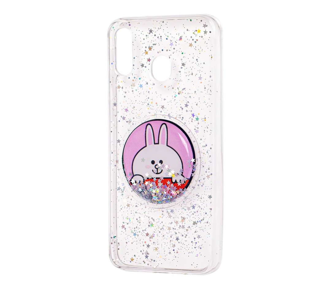 Накладка TOY для Samsung M20 з рідкими блискітками "Зайчик"-0