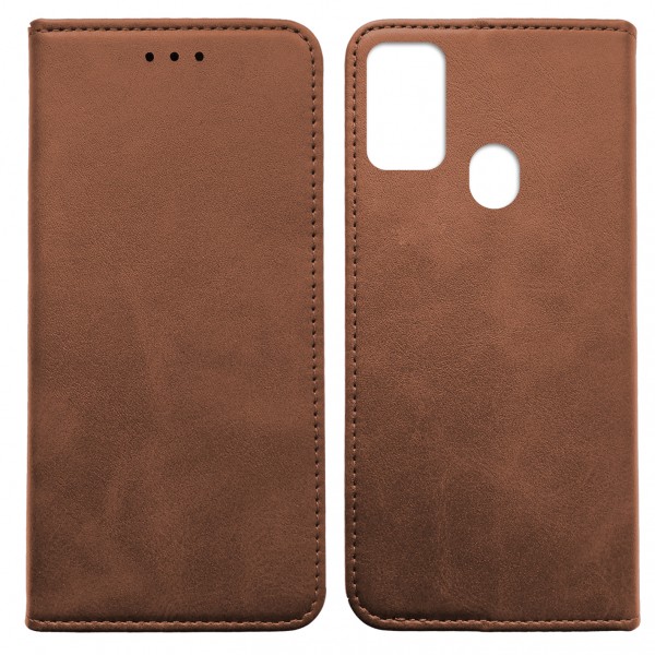 Книжка Black TPU Magnet для Samsung M30s/M21 коричнева-0