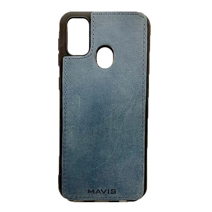 Накладка MAVIS для Samsung M30s/M21  шкіряна синя-0