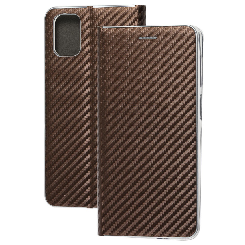 Книжка Carbon для Samsung M51 коричнева-0