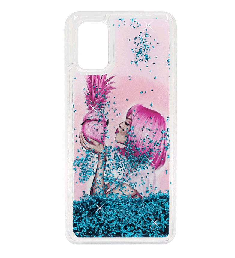 Накладка Fluid Painted для Samsung M31s "Дівчина з ананасом" (переливається)-0