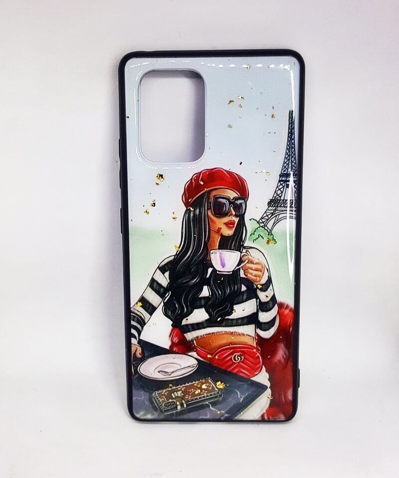 Накладка Mix Art для Samsung S10 Lite Дівчина п`є каву в Парижі-0
