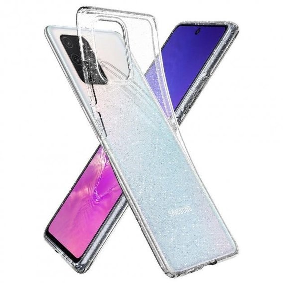 Накладка Molan Cano Glossy Jelly для Samsung S10 Lite прозора з блискітками-0