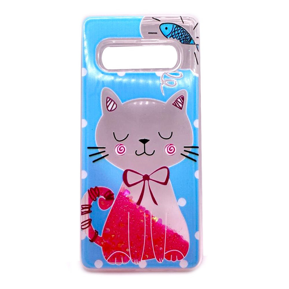 Накладка  WATERSTYLE для Samsung S10 Plus Котик (переливається)-0