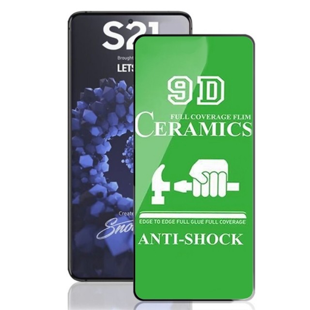 Гнучке скло Ceramic для Samsung S21 Plus  глянцеве з чорною рамкою-0