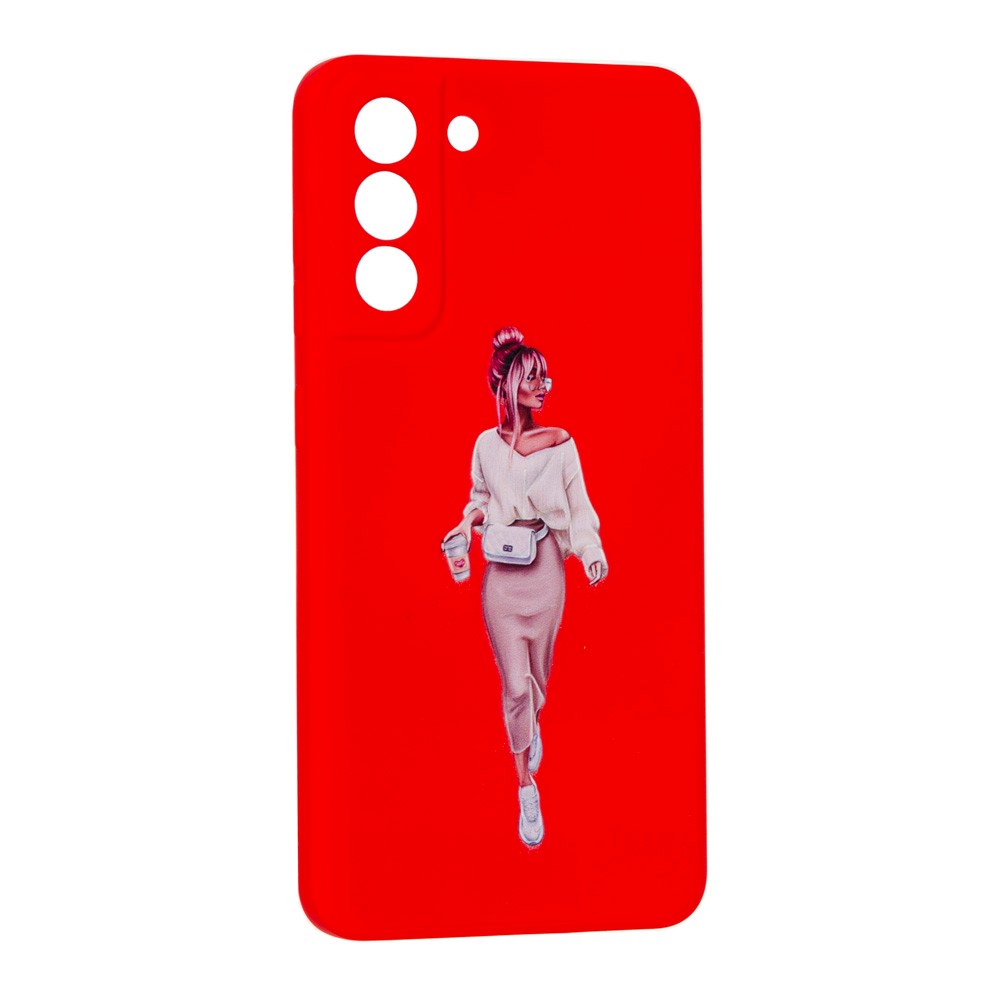 Накладка Silicone ART для Samsung S21 FE "Lady Red"-0