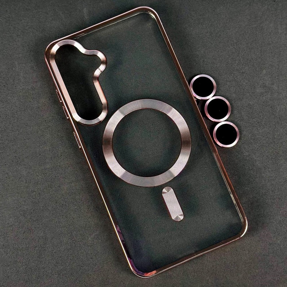Накладка Chrome Crystal Camera Case MagSafe для Samsung S25 (Rose gold)-0
