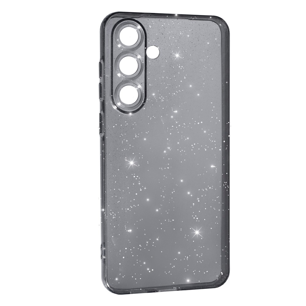 Накладка Molan Cano Glossy Jelly для Samsung S25 FE чорна з блискітками-0