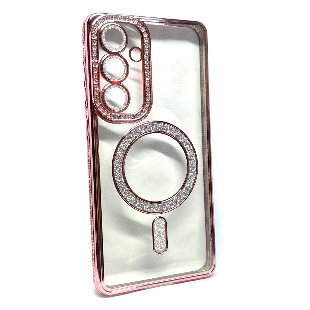 Накладка Diamond Bling MagSafe для  Samsung S24FE рожевий-0
