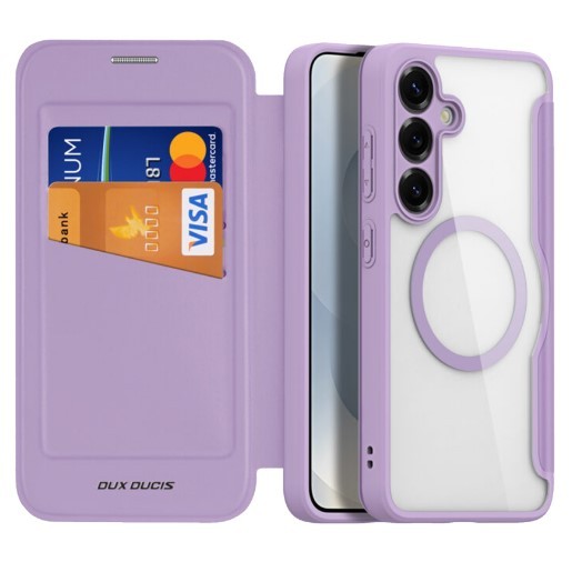 Чохол-книжка Dux Ducis Skin X Pro with MagSafe для Samsung S24/S25 (Purple pink)-0