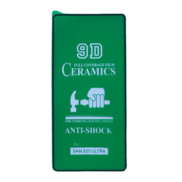 Гнучке скло-плівка Ceramic для Samsung S25 Ultra глянцеве з чорною рамкою-0