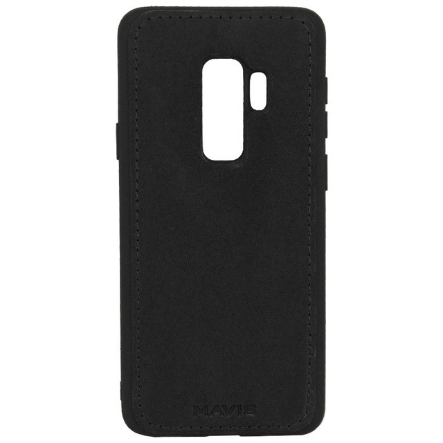 Накладка MAVIS для Samsung S9 Plus  шкіряна чорна-0
