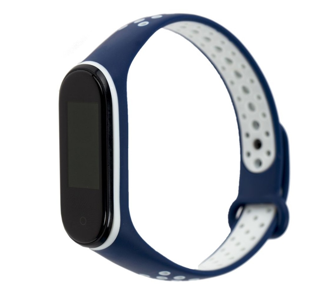 Ремінець SPORT для Xiaomi Mi Band 5/6 blue-white-0