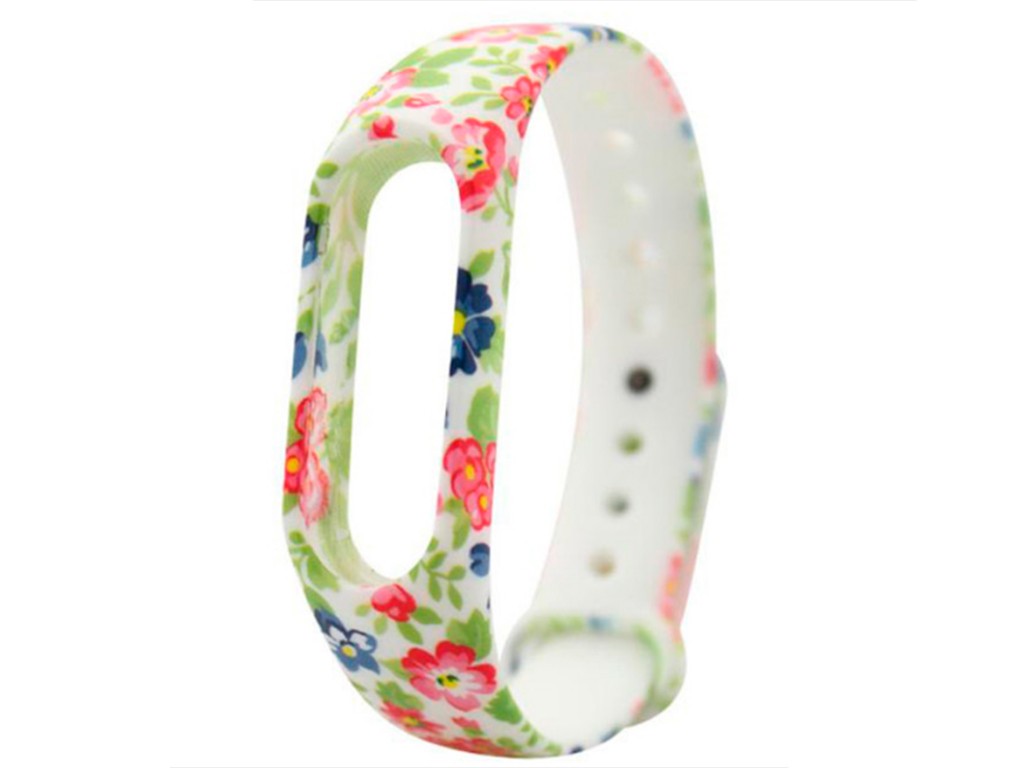 Ремінець Silicone Print для Mi Band 2 Flowers білий-0
