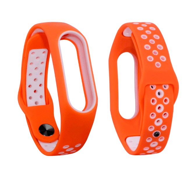Ремінець для Mi Band 3/4 Sport помаранчево-білий-0
