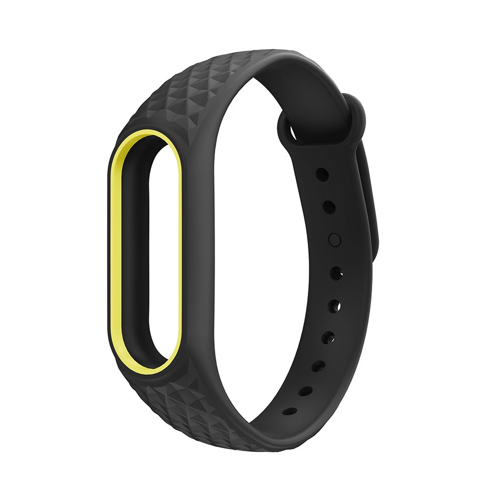Ремінець Silicone для Xiaomi Mi Band 3/Band 4 чорний з жовтим обідком-0