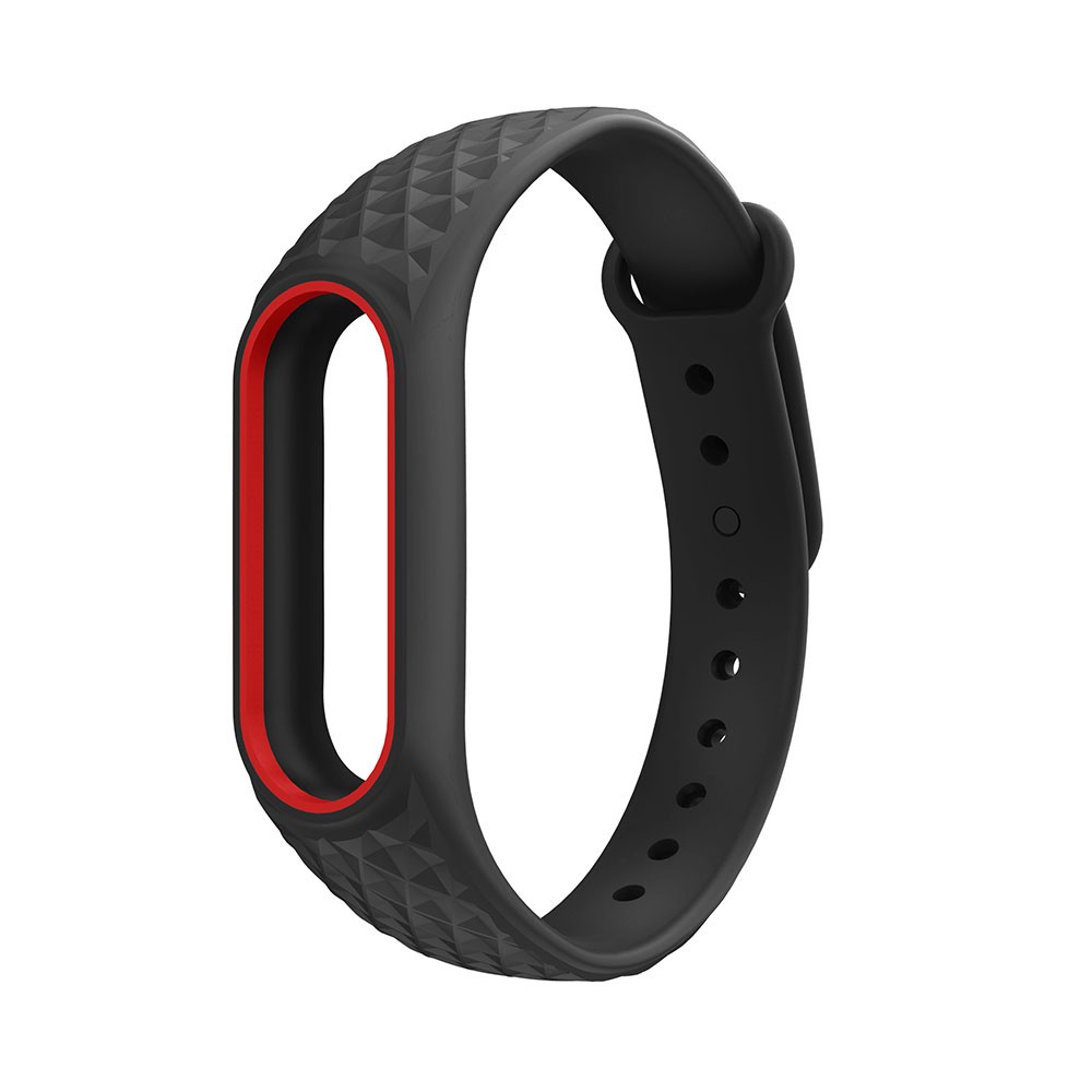 Ремінець Silicone для Xiaomi Mi Band 3/Band 4 чорний з червоним обідком-0