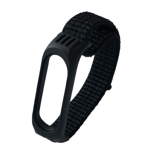 Ремінець Nylon+Silicone для Xiaomi Mi Band 3/4/5/6/7 Black 2-0