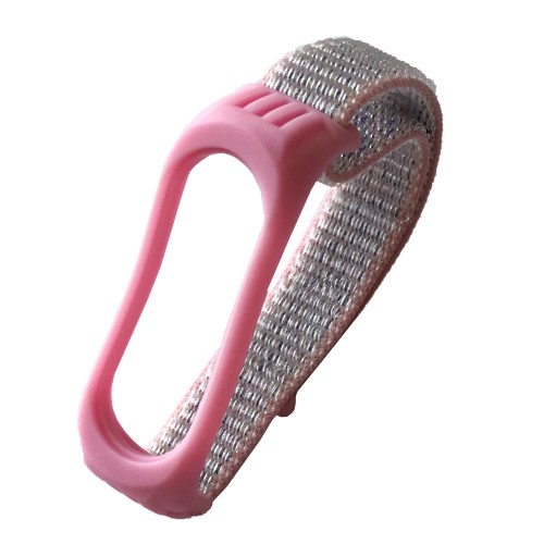 Ремінець Nylon+Silicone для Xiaomi Mi Band 3/4/5/6 Pink-gray-0