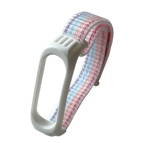 Ремінець Nylon+Silicone для Xiaomi Mi Band 3/4 Rainbow WHITE-0