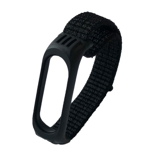 Ремінець Nylon+Silicone для Xiaomi Mi Band 3/4/5/6/7 Black 1-0