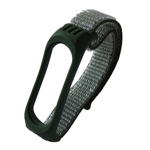 Ремінець Nylon+Silicone для Xiaomi Mi Band 3/4/5 Forest green gray-0