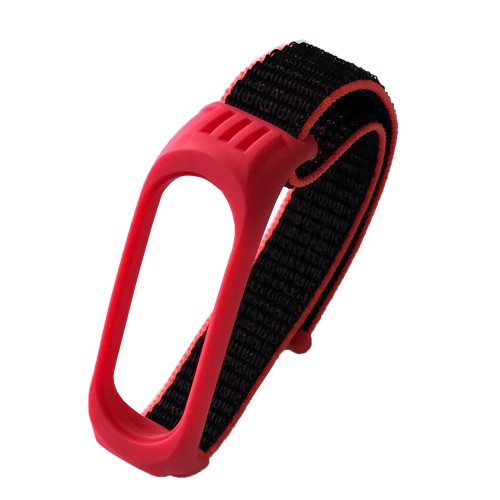 Ремінець Nylon+Silicone для Xiaomi Mi Band 3/4/5 Raspberry black-0