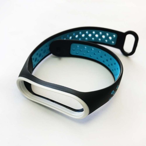 Ремінець SPORT для Xiaomi Mi Band 3/4 Black-blue-white-0