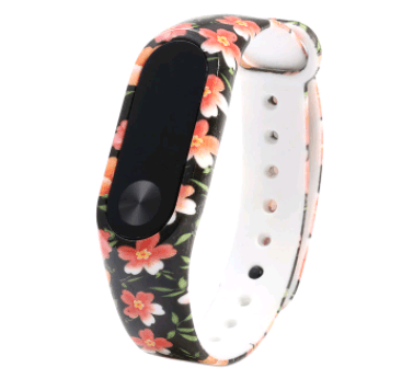 Ремінець Silicone Print для Mi Band 2 Flowers чорний-0