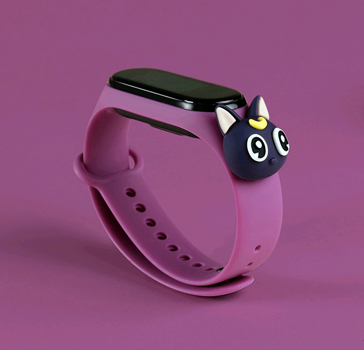 Ремінець Іграшка для Mi Band 3/4 (Cat, Violet)-0