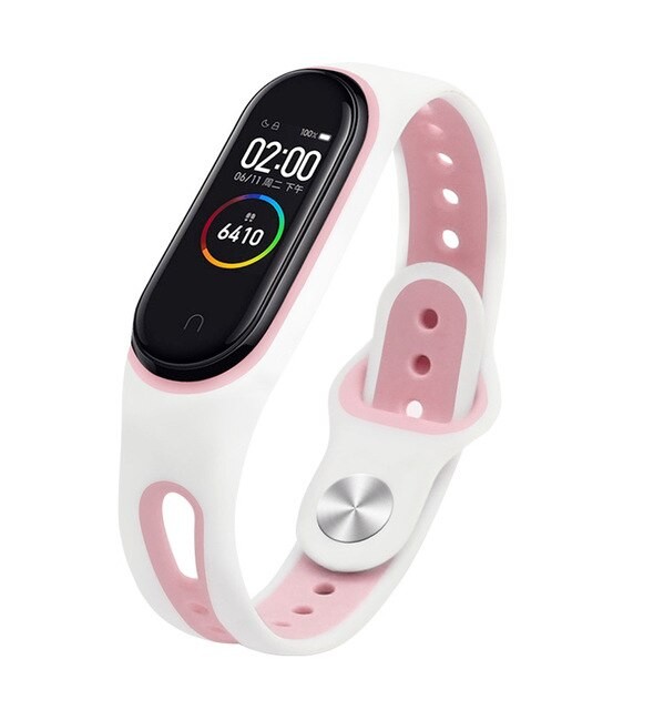 Ремінець  Сomfort 2 color Mi Band 3/4 (біло-рожева)-0
