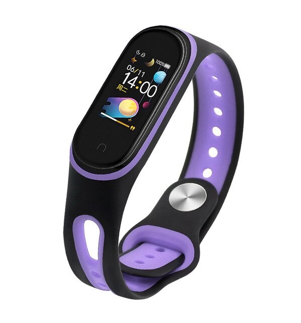 Ремінець  Сomfort 2 color Mi Band 3/4 (чорно-бузковий)-0