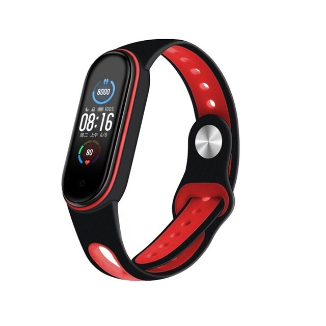 Ремінець  Сomfort 2 color Mi Band 3/4 (чорно-червоний)-0