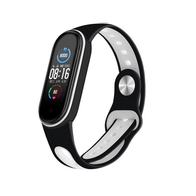 Ремінець  Сomfort 2 color Mi Band 3/4 (чорно-біла)-0
