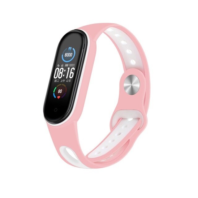 Ремінець  Сomfort 2 color Mi Band 3/4 (рожево-біла)-0
