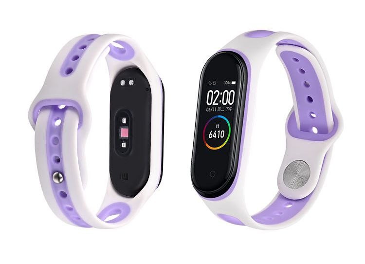 Ремінець  Сomfort 2 color Mi Band 3/4 (бузково-біла)-0