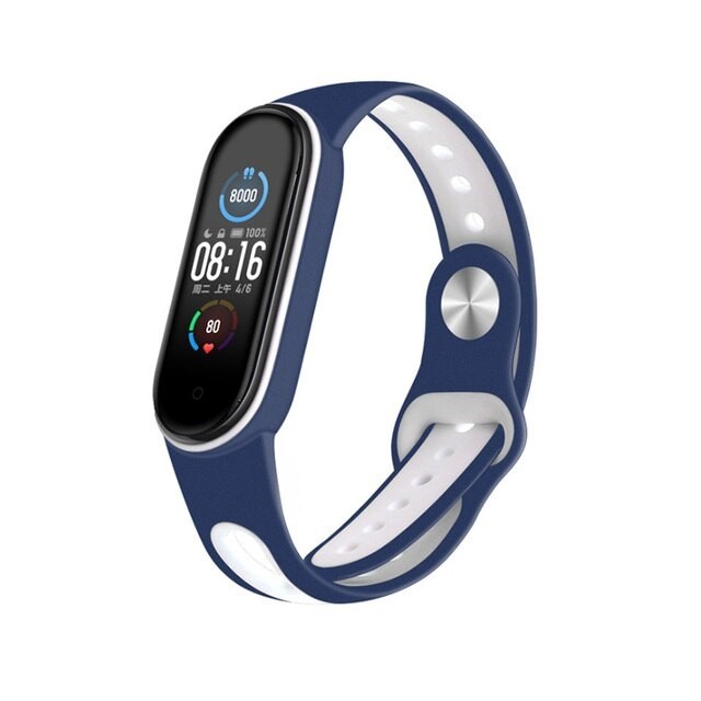 Ремінець  Сomfort 2 color Mi Band 3/4 (синьо-біла)-0