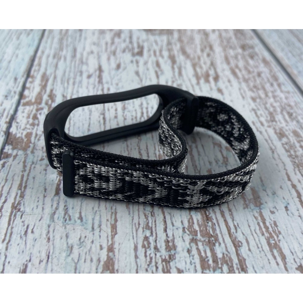 Ремінець Nylon+Silicone для Xiaomi Mi Band 3/4/5 Black/white-0