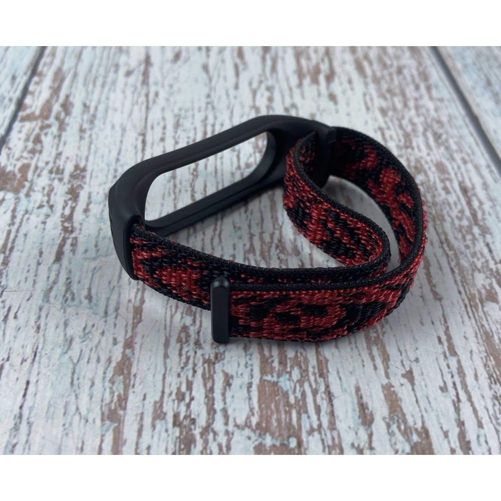 Ремінець Nylon+Silicone для Xiaomi Mi Band 3/4 Black/Red-0