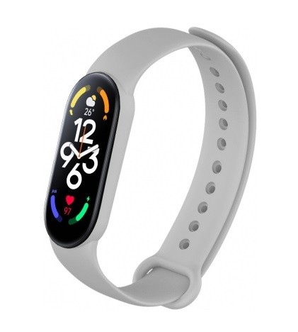 Ремінець Silicone для Mi Band 7 / 6 / 5 (Світло-сірий)-0