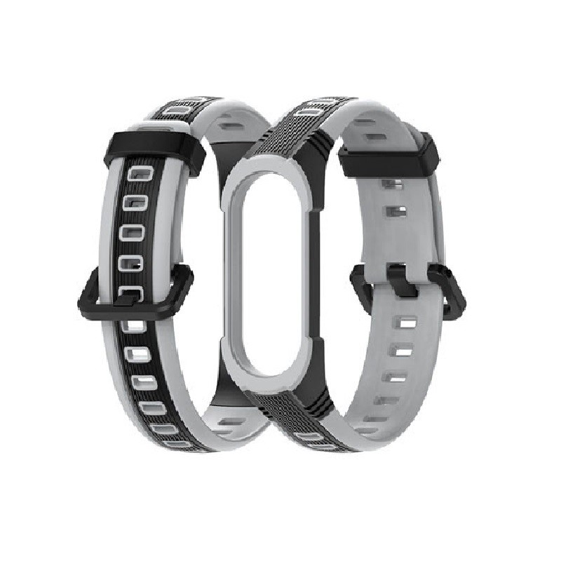 Ремінець Thin Armor для Xiaomi Mi Band 5/6/7 Чорно-сірий-0