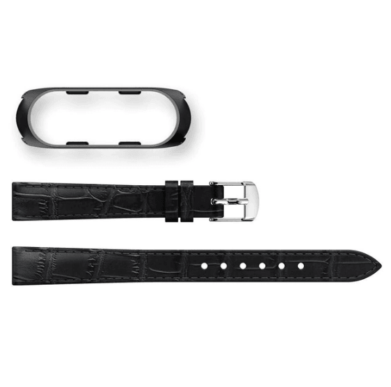 Ремінець leather для Mi Band 5/6 чорний/сірий-0