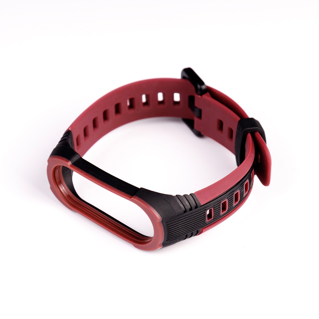 Ремінець Thin Armor для Xiaomi Mi Band 3/4 Чорно-бордовий-0