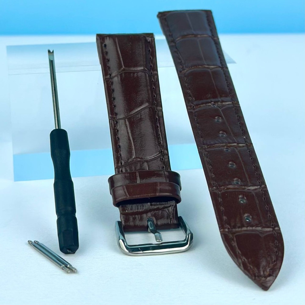 Ремінець для годинника Genuine Leather Croco 22 mm (Коричневий)-0