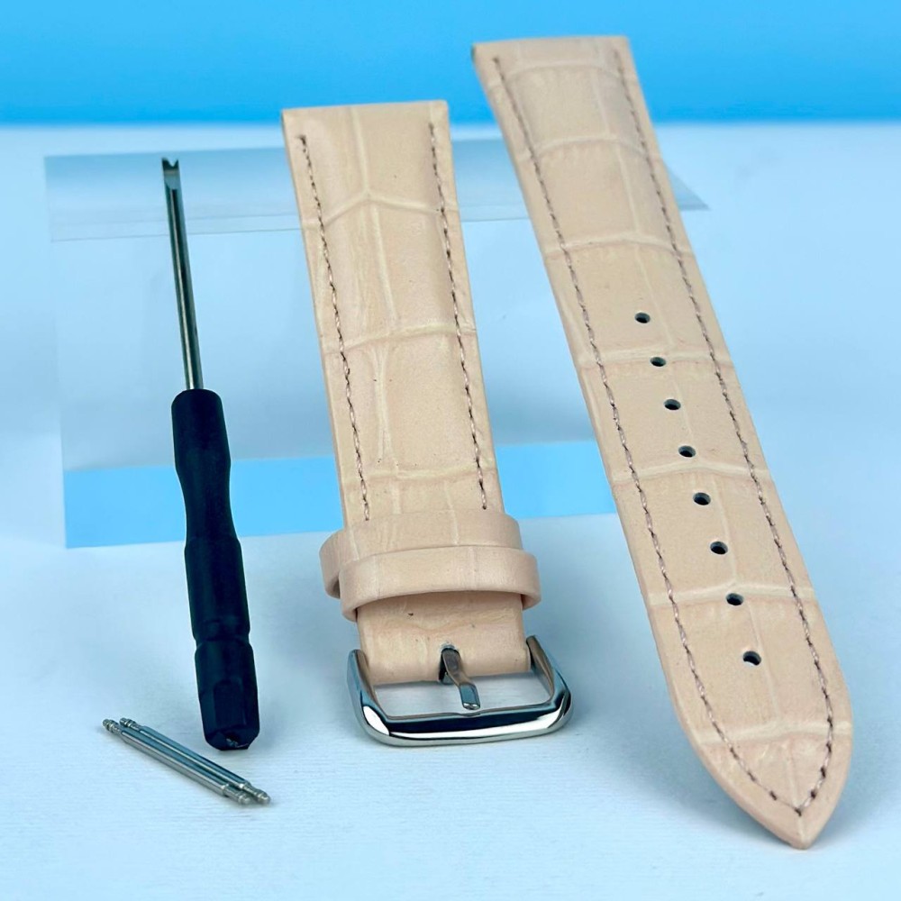 Ремінець для годинника Genuine Leather Croco 20 mm (Пудровий)-0
