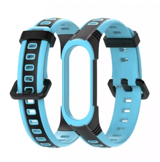 Ремінець Thin Armor для Xiaomi Mi Band 5/6 Чорно-блакитний-0