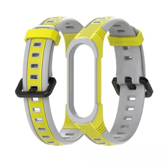 Ремінець Thin Armor для Xiaomi Mi Band 5/6 Жовто-сірий-0