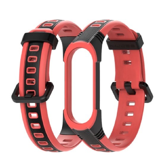 Ремінець Thin Armor для Xiaomi Mi Band 5/6 Червоно-чорний-0